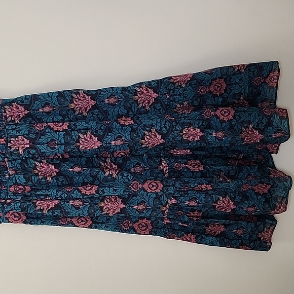 NWOT Anthropologie Peregrine Midi Dress Floral Teal and Pink Sz Meduim - Picture 8 of 16